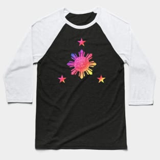 Philippines 3 Star and Sun Rainbow Filipino Flag Baseball T-Shirt